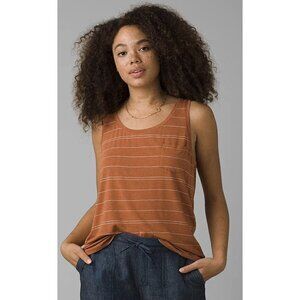 Prana foundation scoop neck tank copper heather stripe size M NWT stretchy 1D